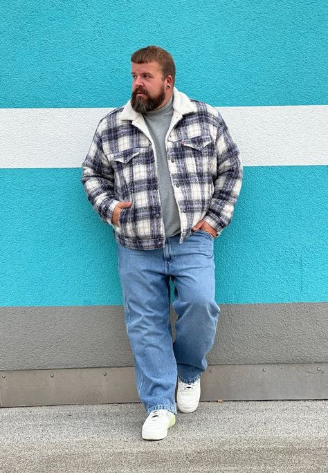 Outfit Ideas Men Plus Size, Guy Outfits Plus Size, Bigger Guys Fashion Outfit, Street Wear Big Men, Plus Size Guy Outfits, Men’s Plus Size Outfits, Plus Size Men Outfits Summer, Mens Fashion Big Guys, Outfits For Fat Men