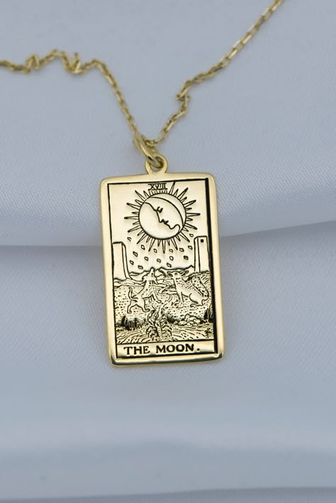 Excited to share this item from my #etsy shop: Tarot Gifts • Moon Tarot Card Necklace Silver or Gold • Tarot Pendant • Tarot Jewelry Gold • Gifts for Her Him • by Uluer Jewelry #christmas #bezel #whitegold #minimalist #birthday #rectangle #no #girls #gold Tarot Cards Jewelry, Tarot Card Necklace Gold, Tarot Card Jewelry, Tarot Jewelry, Tarot Pendant, King Of Clubs, Tarot Necklace, Tarot Card Necklace, Moon Tarot Card