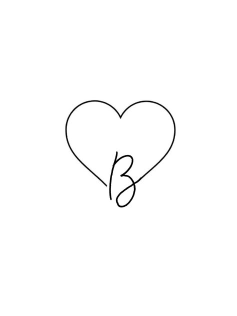 Initial B Tattoo Ideas, B With A Heart Tattoo, Nails With Letter B On Them, Small B Tattoo Letter, Initial B Tattoo, Cursive B Tattoo, Heart With Letter Tattoo, B Heart Tattoo, Tattoo Letter B