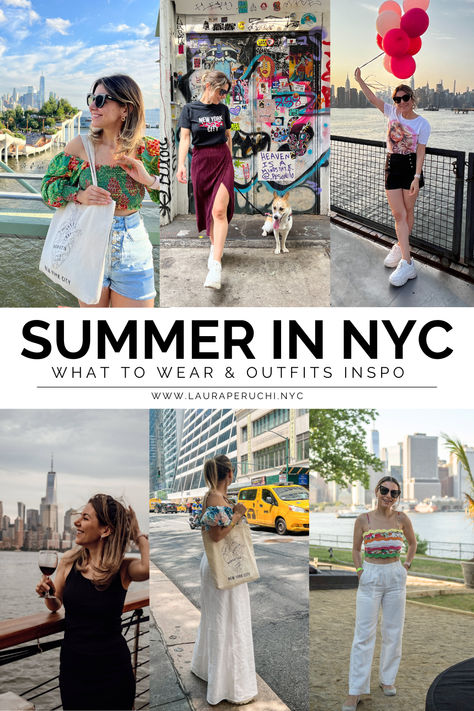 What to pack for a trip to NYC in the summer? Check my post with tips and tons of inspiration! Outfits To Wear In Nyc Summer, New York Ootd Summer, City Travel Outfit Summer, Nyc Summer Outfits Casual, What To Wear New York Summer, Outfit For Nyc Summer, New York During Summer, Nyc Weekend Outfit, What To Pack For New York Summer