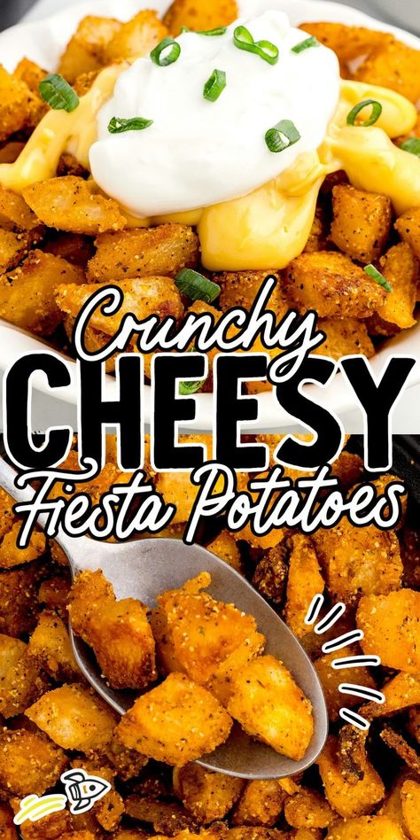 Cheesy Fiesta Potatoes Taco Bell Cheesy Fiesta Potatoes, Cheesy Fiesta Potatoes, Fiesta Potatoes, Mexican Potatoes, Leftover Potatoes, Nacho Cheese Sauce, Seasoned Potatoes, Potato Bites, Cheesy Sauce