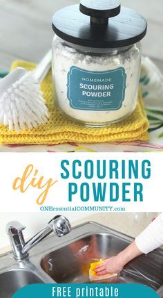 homemade scouring powder cleaner recipe made with essential oils, great cleaning for sinks, tubs, showers, toilets and more. gets rid of marks and scratches, makes surfaces shiny and sparkling, deodorizes and freshes as it disinfects. DIY cleaning recipe, essential oil recipe, doTERRA, Young Living, #essentialoil #essentialoilrecipe #doterra #youngliving Scouring Powder, Cleaning The Kitchen, Deep Cleaning Hacks, Homemade Cleaning Supplies, Natural Cleaning Recipes, Diy Cleaning Products Recipes, Cleaner Recipes, Homemade Cleaners, Deep Cleaning Tips