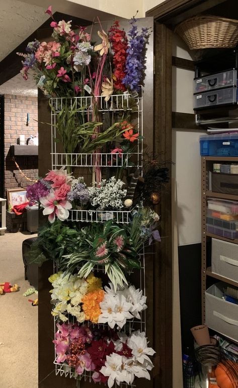 15 HELPFUL HOLIDAY DECOR STORAGE HACKS AND ORGANIZATION IDEAS — ASHLINA KAPOSTA Storing Flowers In Craft Room, Fake Flower Storage Ideas, Silk Flower Storage Ideas, Designer Shelves, Urban Cottagecore, Holiday Decor Storage, Mom Hobbies, Craft Storage Drawers, Floral Storage