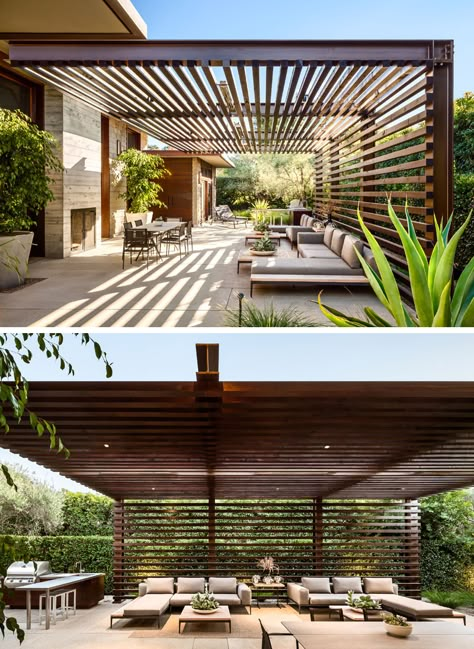 Large Pergola, Steel Pergola, Outdoor Structure, Modern Pergola, Front Courtyard, Pergola Design, Wooden Pergola, Terrace Design, Pergola Plans