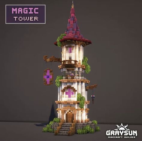 Look Out Tower Minecraft, Minecraft Magic Tower Ideas, Potion Tower Minecraft, Trident Enchantments Minecraft, Cute Tower Minecraft, Minecraft Lake Cottage, Turtle Island Minecraft, Tower Minecraft House, Magic Shop Minecraft