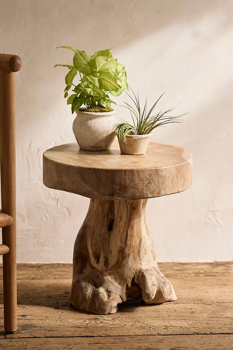 Teak Root Side Table | Anthropologie Teak Adirondack Chairs, Unique End Tables, Round Nesting Coffee Tables, Woodworking Basics, Outdoor Living Furniture, Teak Side Table, Teak Armchair, Amazing Woodworking, Furniture Flipping