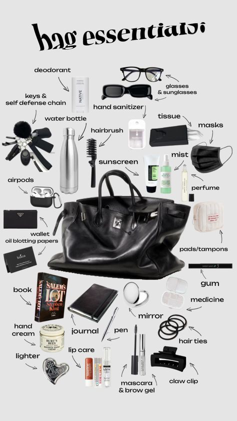 #bag #essentials #bagessentials #daayiim Schul Survival Kits, Everyday Bag Essentials, Uni Bag, School Bag Essentials, Backpack Essentials, Pads Tampons, Inside My Bag, Purse Essentials, Handbag Essentials