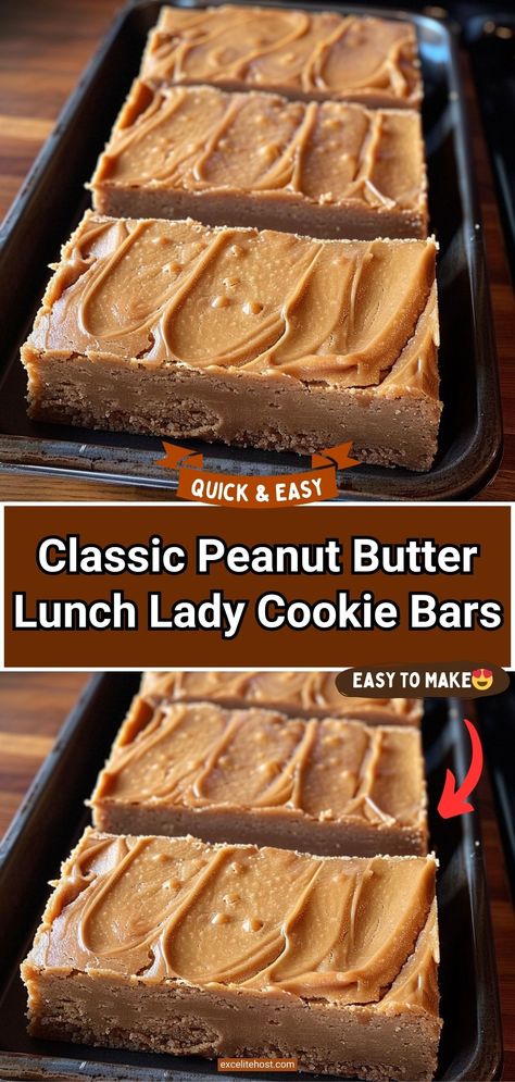 Lunchlady Peanut Butter Bars, Lunch Ladies Peanut Butter Bars, Peanut Butter Squares Cafeteria, Peanut Butter Cookie Bars Easy, Best Banana Bars Ever, Lunchroom Peanut Butter Bars, Peanut Butter Cookies Bars, Baking With Peanut Butter, Peanut Butter Lunch Lady Cookie Bars