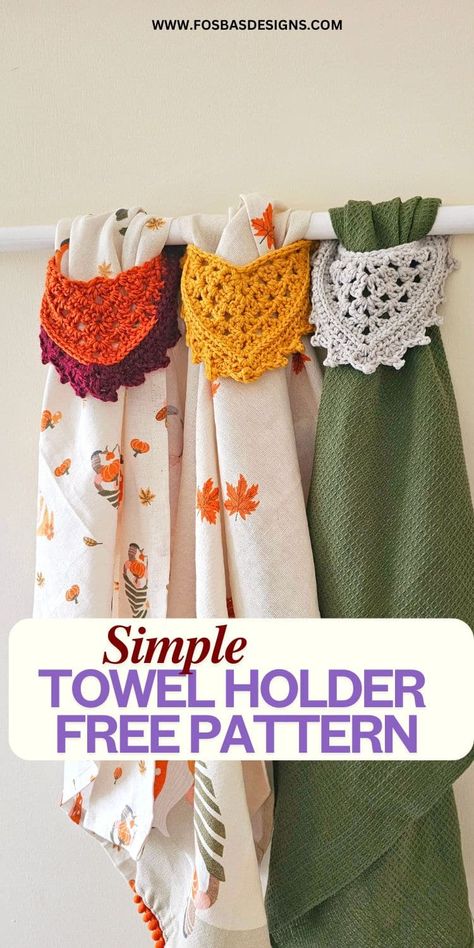 Easy crochet towel holder free pattern Crochet Dish Towel Holder, Crochet Towel Holder Free Pattern Simple, Crochet Towel Topper Free Pattern, Crochet Towel Holder Free Pattern, Quick Christmas Crochet, Crochet Towel Tops, Crochet Towel Holder, Angels Crochet, Christmas Crochet Ideas