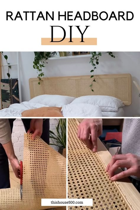 Diy Rattan Headboard, Styling Beds, Cane Headboard, Diy Rattan, Diy Bed Headboard, Boho Bedroom Diy, Boho Headboard, Boho Bedroom Colorful, Cane Bed