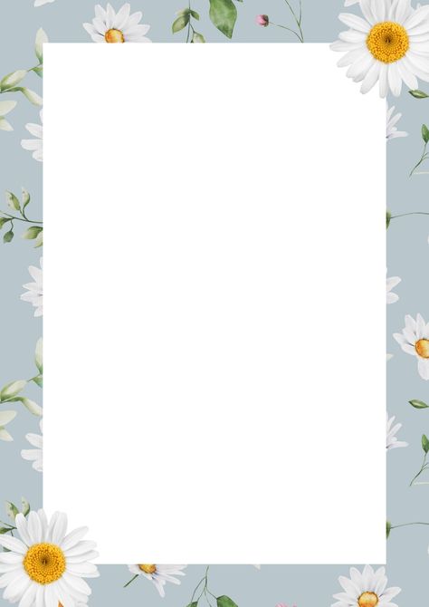 Soft Blue and White Illustrated Daisy Page Border - Templates by Canva Border Design Aesthetic, Border Paper Printable, Page Borders Free, Printable Borders, Printable Backgrounds, Printable Border, Colorful Borders Design, Border Templates, School Template