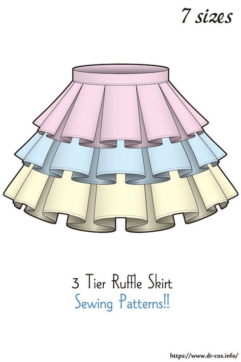 This is the pattern of 3 Tier Ruffle Skirt. cm size(A4 size) Children's-140/Ladies'-S,M,L,LL/Men's-L,LL At present, only Japanese. Added the number of fabric meters required for each size Ruffle Skirt Pattern Free, Tiered Ruffle Skirt Pattern, Tier Skirt Pattern, Diy Ruffle Skirt, Skirt Patterns Sewing Free, Skirt Sewing Pattern Free, Tiered Skirt Pattern, Skirt Sewing Patterns, Ruffle Skirt Pattern