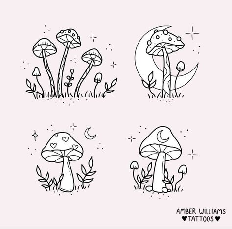 Earthy Tattoos, Beginner Tattoos, Mom Tattoo Designs, Mushroom Tattoos, Witch Tattoo, Bff Tattoos, Doodle Tattoo, Tatuaje A Color, Matching Tattoo