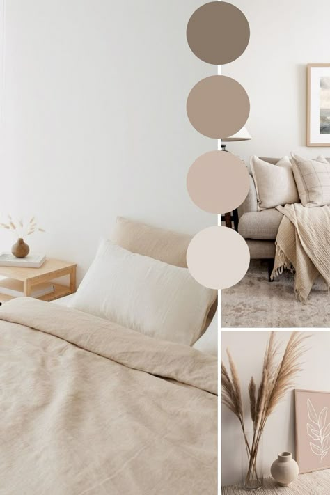 Beige Natural Bedroom, Bedroom Moodboard Interior Design Minimalist, Nude House Interior Design, Natural Coloured Bedroom, Oatmeal Bedroom Ideas Color Schemes, Beige Moodboard Interior Design, Minimalist Bedroom Color Palette, Minimalist Interior Moodboard, Beige Room Bedroom Color Pallets