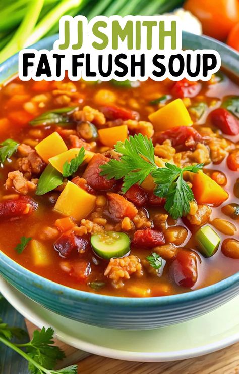 JJ Smith Fat Flush Soup Recipe - Wasian Cookery Broccoli Potato Soup Recipes, Healthy Soup Recipes Clean Eating, Fat Flush Soup, Low Fat Soups, Jj Smith, Broccoli Potato Soup, Fat Burning Soup, Low Calorie Soup, Healthy Soups