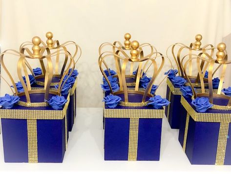 Royal Prince Gold Crown Centerpiece Box Royal Blue and Gold With Bling Mesh for Royal Prince Baby Showers, Birthdays, Baptisms - Etsy Australia Prince Baby Shower Centerpieces, Royal Baby Shower Boy, Prince Baby Shower Decorations, Royal Prince Birthday Party, Royalty Baby Shower, Prince Birthday Theme, Prince Baby Shower Theme, Royal Birthday Party, Crown Centerpiece