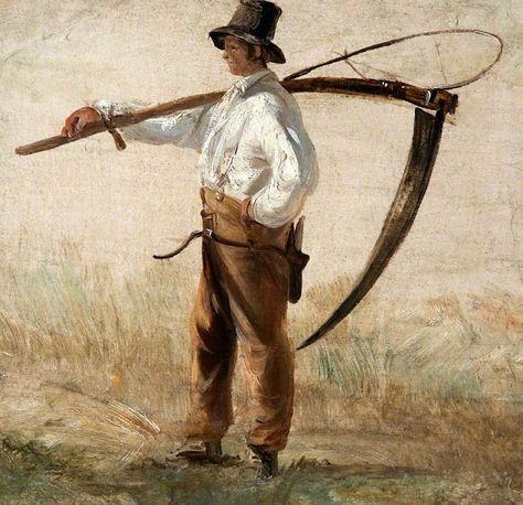 Holding A Scythe Reference, Scythe Art, Scythe Tattoo, Holding Scythe, Agrarian Society, Seven Of Swords, Royal Scandal, 18th Century Art, Ghost Train