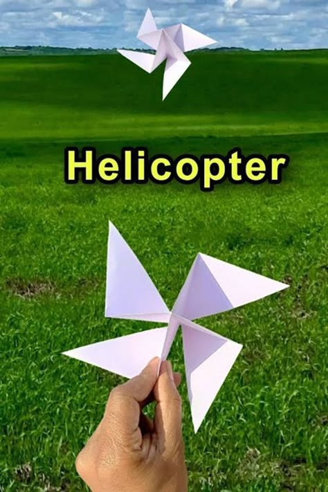 Paper Helicopter Craft, Helicopter Craft, Paper Helicopter, Origami Paper Plane, Plane Crafts, Toy Helicopter, Flying Paper, Craft Ideas With Paper, Origami Toys