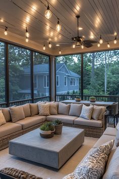 Screened In Porch Off Back Of House, Four Seasons Sunroom Ideas, 3 Season Room Ceiling Ideas, Covered Patio To Sunroom, Outdoor Closed In Patio Ideas, Closed In Patio Decorating Ideas, Deck And Sunroom Combo, Back Patio Sunroom, Screened Porch Heaters