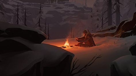 Thanks to a new developer diary, we now know more about the upcoming fourth episode of The Long Dark's Wintermute story mode Campfire Concept Art, The Long Dark Aesthetic, The Long Dark Game Aesthetic, Fire Shading, Mountain Pixel Art, Dark Fantasy Background, Apocalypse Items, The Long Dark, Apocalypse Art