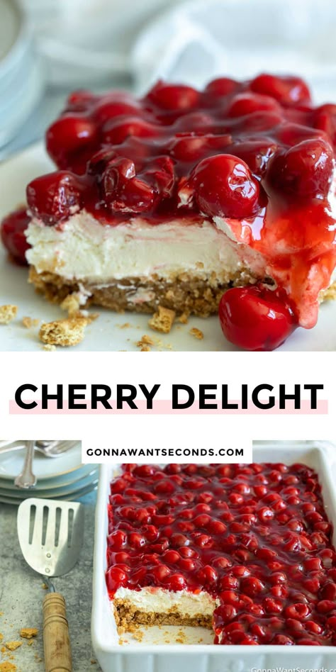 Cherry Delight Recipe, Classic Cherry Delight, Summer Desserts Gluten Free, Summer Desserts Easy Healthy, Cherry Topping, Cherry Delight, Bbq Summer, Bake Easy, Healthy Summer Desserts