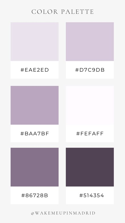 Lavender Room Color Bedrooms, Muted Purple Palette, Lavender Office Aesthetic, Lilac Colour Scheme, Pale Purple Color Palette, Lilac Palette Color Combos, Lavender Palette Color, Light Purple Palette, Dusty Purple Color Palette