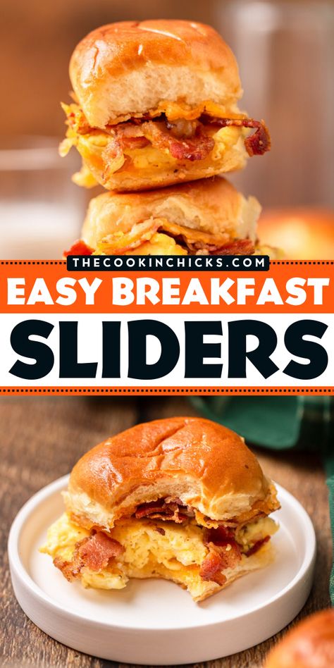 The best breakfast recipe to jump-start your day! These easy breakfast hawaiian rolls sliders are loaded with scrambled eggs, bacon, and cheese for a savory, protein-packed flavor. Prep for easy brunch food now and save this bacon breakfast sliders recipe! Breakfast Hawaiian Rolls, Hawaiian Rolls Sliders, Easy Breakfast Sliders, Easy Brunch Food, Scrambled Eggs Bacon, Hawaiian Breakfast, Breakfast Sliders, The Cookin Chicks, Chicke Recipes