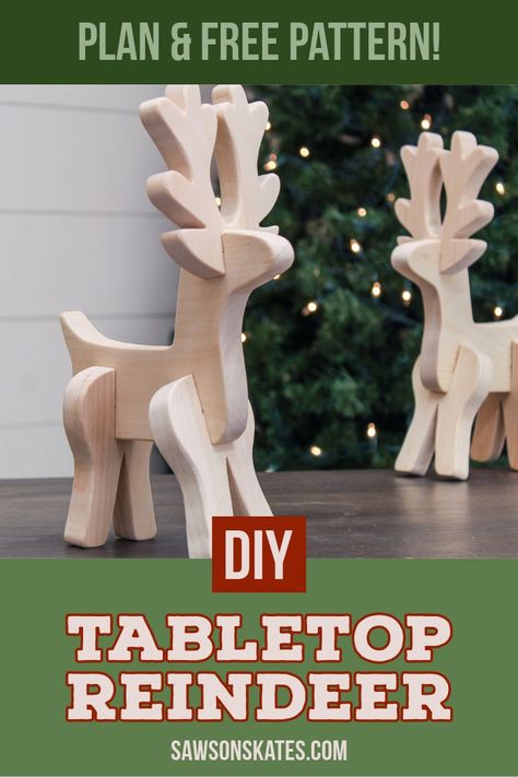 Transform scrap wood into a charming DIY tabletop reindeer with this easy tutorial. Perfect for the holidays and throughout the winter season. Scrap Wood Project, Diy Tabletop, Christmas Diy Wood, Wooden Reindeer, Wooden Christmas Crafts, Scroll Saw Projects, Xmas 2022, Scrap Wood Projects, Christmas Wood Crafts