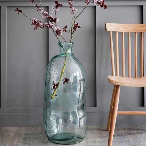 Recycled Clear Tall Bubble Glass Vase – Duck Barn Interiors Large Floor Vase Filler Ideas, Floor Vase Filler Ideas, Clear Vase Filler Ideas, Tall Floor Vase Decor, Clear Vase Decor Ideas, Floor Vase Ideas, Tall Floor Vase Ideas, Planter Hacks, Glass Vase Filler Ideas