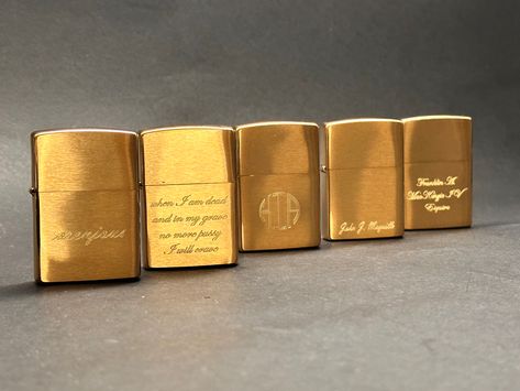 Custom engraved brushed brass Zippo lighter Engraved Zippo Lighter, Zippo Lighter Custom, Engraved Zippo, Custom Zippo, Engraved Lighter, Lighter Case, Engraved Wedding, Zippo Lighter, Etsy Wedding