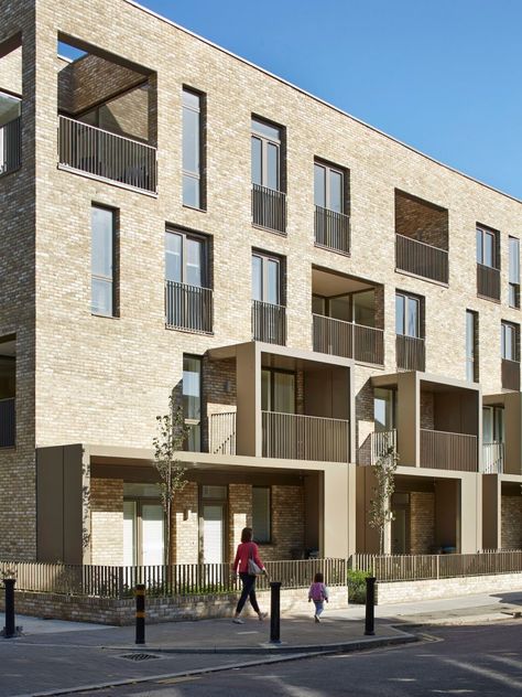 Bronze-coloured balconies project from trio of brick housing blocks by Alison Brooks Architects Dezeen Architecture, Alison Brooks, Architecture Materials, Brick Projects, Urban Housing, Collective Housing, Apartment Buildings, Brick Architecture, Apartment Architecture