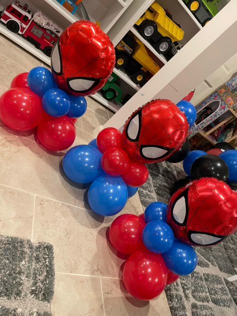 Spiderman Birthday Party Balloons, Spiderman Birthday Balloons, Spiderman Ballon Decoration, Spiderman Bday Decoration, Spiderman Balloon Decor, Spiderman Theme Decoration, Spidey Balloon Garland, Spider Man Birthday Theme, Spider Man Table Decorations