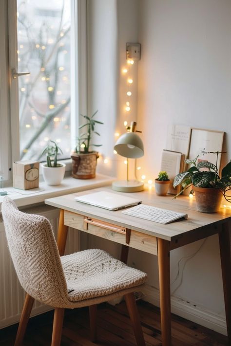 15 Tips for a Cozy Desk Setup: Inspiration for Small Spaces – Everyday Inspo Rug Under Desk In Bedroom, Study Small Room, Target Desk Ideas, Study Space Inspiration, Writing Desk Bedroom, Small Desks For Small Spaces, Small Desk In Living Room Ideas, Small Work Room Ideas, Writing Nook Ideas