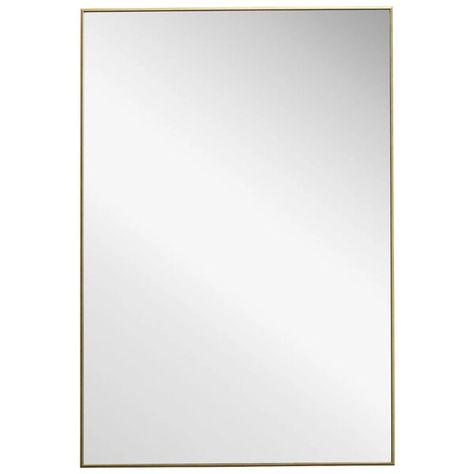 251 First Linden Gold Frame Rectangular Wall Mirror | Bellacor Wooden Frame Mirror, Plain Mirror, Minimalist Mirrors, Glass Door Design, We Bought A House, Stylish Mirror, Gold Framed Mirror, Wooden Mirror Frame, Modern Colonial