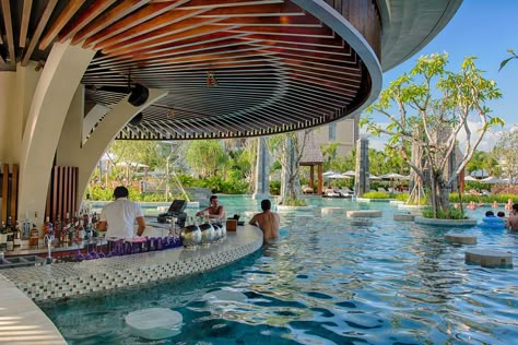 Pool Bar Design, Nusa Dua Beach, Bali Nusa Dua, Sofitel Hotel, Resort Interior, Resort Ideas, Luxury Hospitality, Master Planning, Poolside Bar