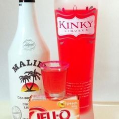 Barbie Jello Shots, Barbie Jello, Jello Pudding Shots, Peach Jello, Coconut Liqueur, Malibu Drinks, Jell O Shots, Jello Shot, Pudding Shots