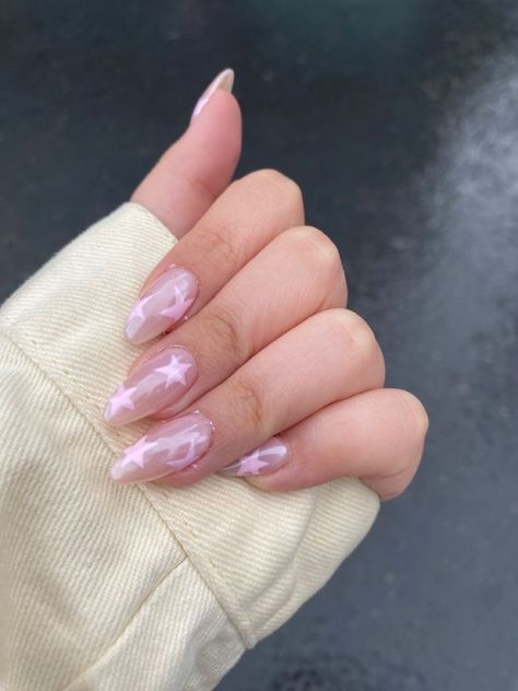 Her Nails, Almond Acrylic Nails, Soft Nails, Star Nails, Pink Acrylic Nails, Dream Nails, Fire Nails, Funky Nails, Pretty Acrylic Nails