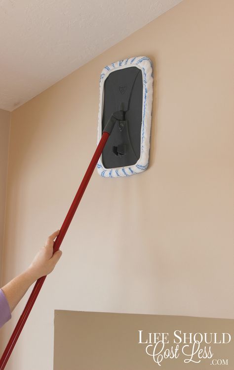 Literally mop your walls and ceiling using the cleaner that's best for the surfaces in your bathroom. Cleaning Painted Walls, Washing Walls, Cleaning Tips Tricks, Cleaning Stuff, Deep Cleaning Tips, Cleaning Tips And Tricks, Cleaning Tricks, Household Cleaning Tips, Cleaning Organization