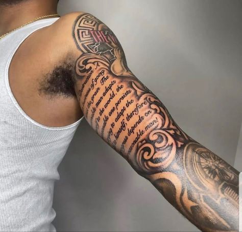 Shoulder Half Sleeve Tattoo Men, Left Shoulder Tattoo For Men, Inner Shoulder Tattoo, Forearm Tattoo Women Rose, Black Shoulder Tattoo, Men's Chest Tattoo Ideas, Peck Tattoos For Men, Shoulder Tattoo Men Black, Tattoo Ideas Men Forearm