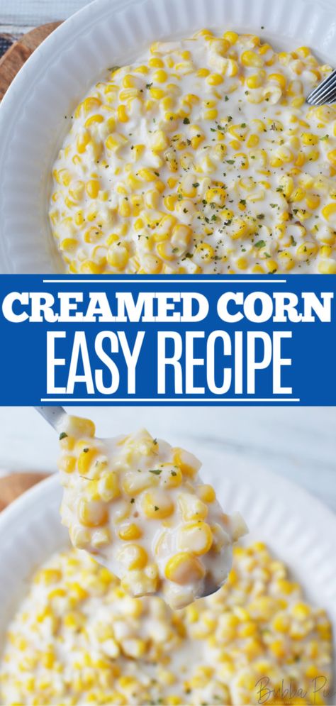 This Classic Creamed Corn Recipe is the perfect side dish for just about any occasion. From a summer cookout with friends to a Holiday celebration with loved one, this easy side dish can be ready in just minutes! Paula Deen Creamed Corn, Creamed Corn Recipe Easy, Thanksgiving Recipes Side Dishes Easy, Corn Recipes Side Dishes, Creamed Corn Recipes, Best Thanksgiving Side Dishes, Thanksgiving Side Dishes Easy, Cream Corn, Food Korean