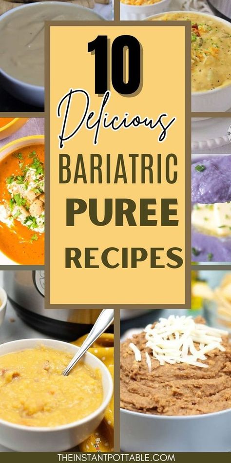 Looking for bariatric recipes to try after your weight loss surgery? Why not try one of these delicious bariatric puree recipes?The best pureed bariatric recipes and tips and tricks for eating the right pureed foods after bariatric surgery, gastric bypass or gastric sleeve.Vsg Puree Recipes High Protein|Bariatric Recipes Sleeve Liquid Diet Vsg Puree Recipes High Protein, Vsg Puree Recipes, Bariatric Puree, Gastric Bypass Meal Plan, Sleeve Surgery Diet, Bariatric Recipes Sleeve Liquid Diet, High Protein Bariatric Recipes, Full Liquid Diet, Pureed Diet