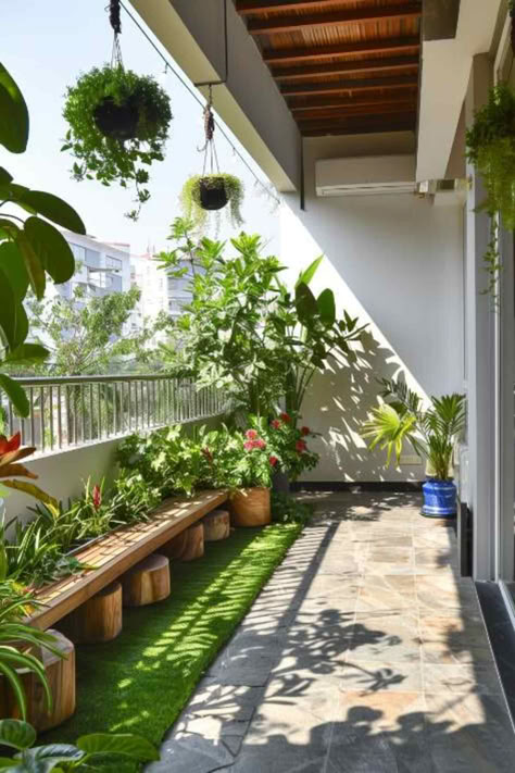 25 Simple Terrace Garden Projects for DIY Enthusiasts Terrace Garden Simple, Terrace Seating Ideas Rooftops, Terrace Potted Plants, Rooftop Terrace Plants, Simple Rooftop Garden Ideas, Garden Terrace Design, Balcony Design Plants, Terrace Apartment Ideas, Rooftop Garden Design Ideas