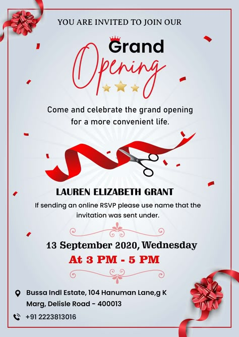 Opening Ceremony Opening Ceremony Invitation Card Design, Grand Opening Invitations Template, Opening Ceremony Invitation Card, Store Opening Invitation, Shop Opening Invitation Card, Ceremony Invitation Card, Opening Invitation, Grand Opening Invitations, Graduation Photo Frame