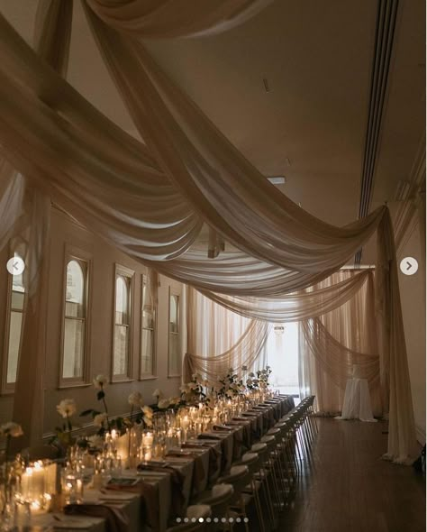 Fabric Draped Ceiling, Draped Ceiling, Reception Ceiling, Wedding Drapery, Wedding Draping, Draping Wedding, Heritage Rose, Ceiling Draping, Beautiful Wedding Reception