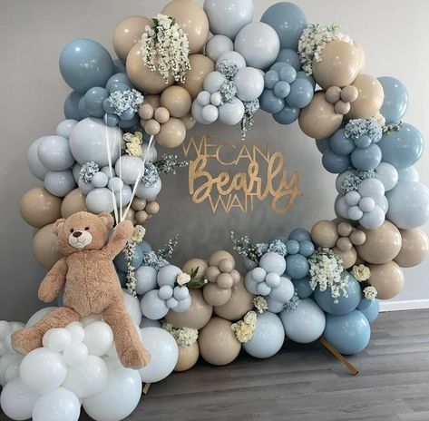 Teddy Bear Theme Decoration, Winter Polar Bear Baby Shower Theme, Baby Shower For Boys Ideas, Teddy Bear Shower Centerpiece, Boy Baby Shower Themes Ideas, Teddy Bear Balloon Decorations, Baby Shower Brown Theme, Bear Gender Reveal Decorations, Baby Shower Bear Theme Boy