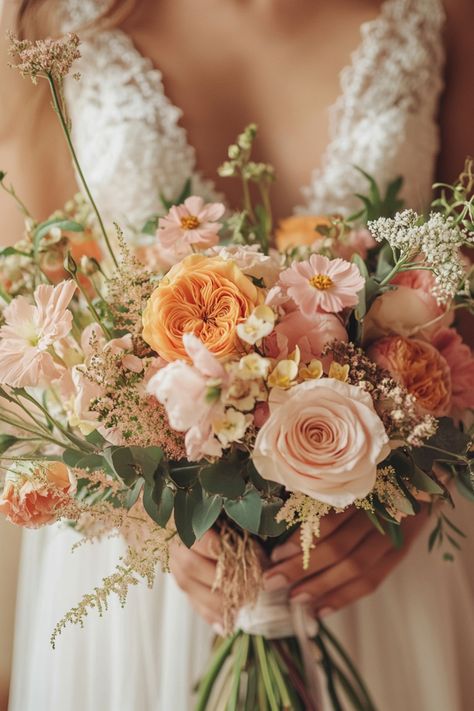 For a wedding that’s full of life, check out these 53 orange and pink bouquets that offer a perfect pop of color. These arrangements will add excitement and vibrancy to your ceremony, making them unforgettable. #popofcolor #orangepinkbouquet #vibrantwedding Terracotta Wedding Flowers, Terracotta Wedding, Wedding 2025, Peach Wedding, Wildflower Wedding, Rust Color, Earthy Tones, Wedding Flowers, Floral Design