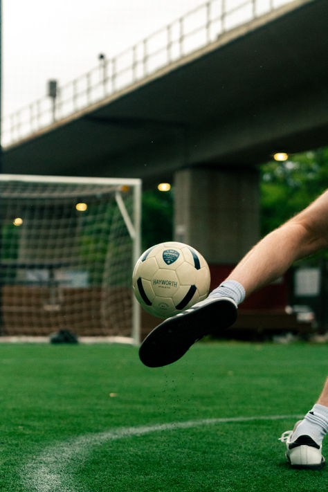 Javid Gomez - a budding photographer and a lover of the beautiful game took these shots of the Standard Model No. 152 Soccer Ball for Hayworth Athletic.  Check out all our photographers on our website at hayworthathletic.com. Soccer Photography Ideas, Soccer Photography Action, Soccer Action Shots, Soccer Shots, Drink Commercial, Football Shooting, Soccer Photography Poses, Nike Commercial, Soccer Shoot