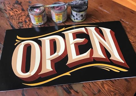 Hand Painted Signs Vintage Signage, Sign Lettering Fonts, Painting Lettering, Happy Future, Sign Painting Lettering, Sign Fonts, Tattoo Signs, Chalkboard Ideas, Hand Lettering Inspiration