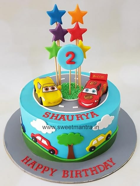 Car Shaped Cakes For Boys, Car Cakes For Boys Birthday For Kids, Car Theme Cake For Kids, Car Shaped Cake, 2nd Birthday Cake Boy, Car Theme Cake, Car Cakes For Boys, Birthday Cake Boy, Cars Cake Design