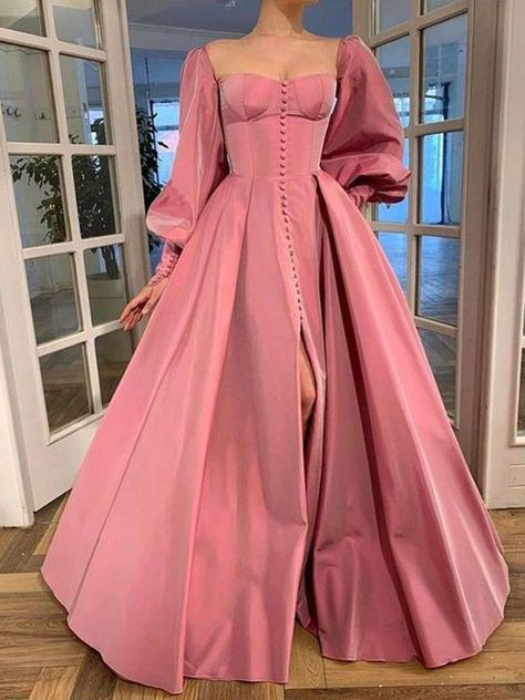 Scoop Neck Prom Dress, 2024 Prom, Long Sleeve Dress Formal, Long Sleeve Prom, Long Sleeve Evening Dresses, Formal Party Dress, Satin Prom Dress, Prom Dresses With Sleeves, Prom Dresses Long With Sleeves